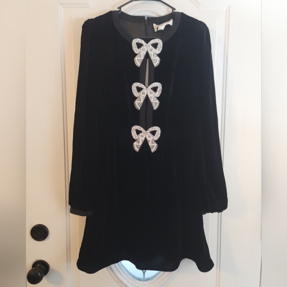 Saloni Camille dress, with sequin, crystal bows. Never worn
